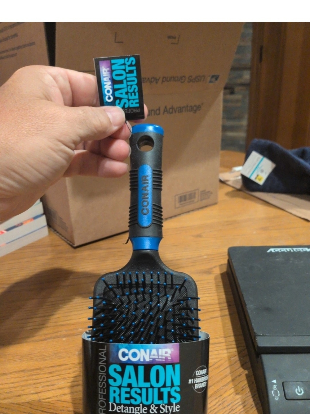 Blue and Black Paddle Brush for Men - Detangle & Style